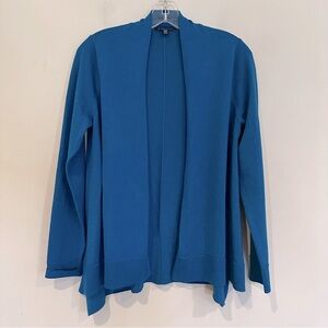 Eileen Fisher Shawl Collar Merino Wool Cardigan Women's‎ Small Petite Blue Teal